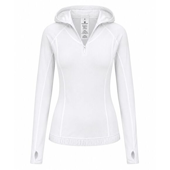 lululemon athletica Tops - Lululemon Waterbound Hoodie Women Size 4 White Rash Guard Thumb Holes Lightweigt